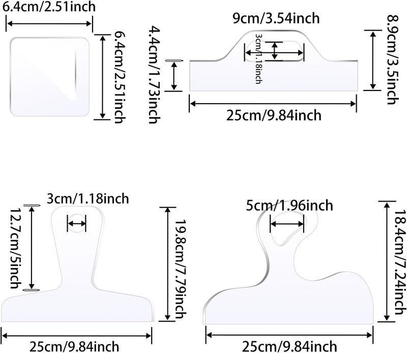 LYMOI Router Templates, 4pcs Acrylic Charcuterie Board Handle Template, Clear Cut Board Thick Handle Template, Angled Curvy Tracing Stencils Cut Guide Tools for Kitchen Woodworking. (Style 1) - Image 2